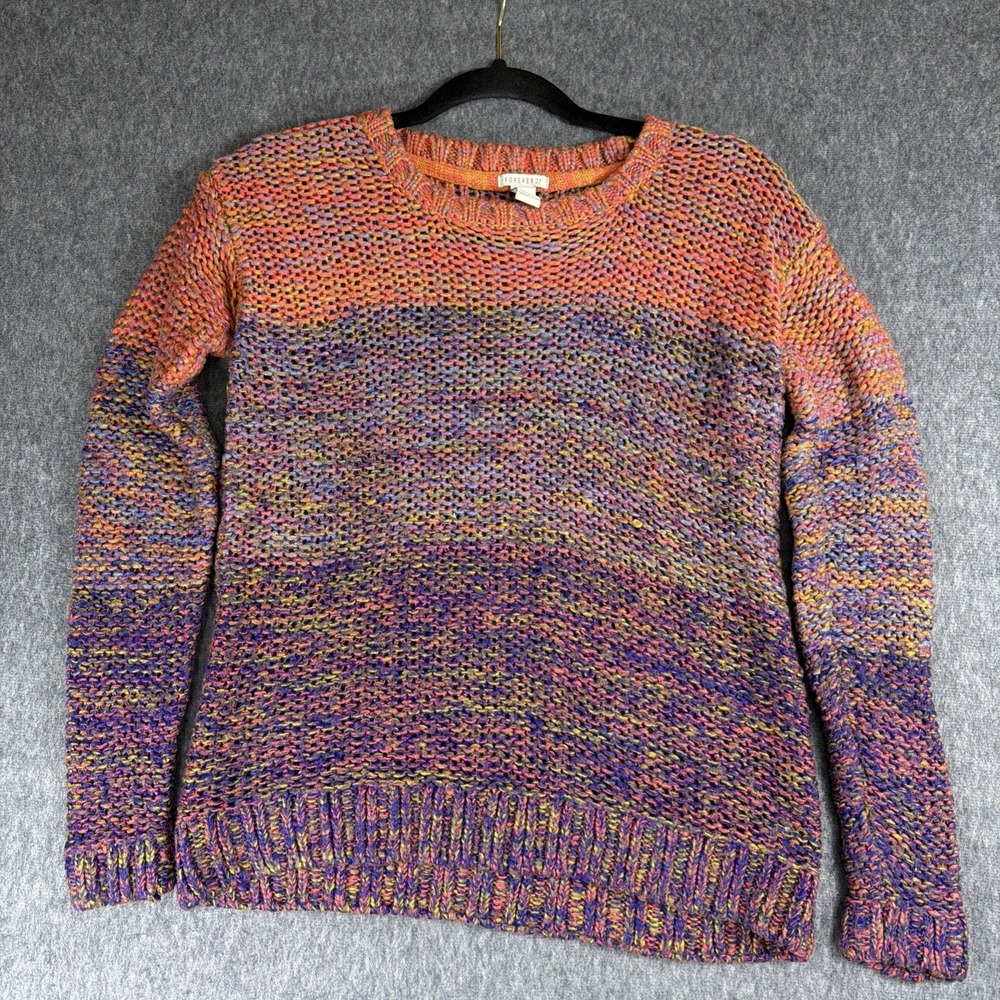 Forever‎ 21 Sweater Womens Size S rainbow of colors Crew neck Knit Fall